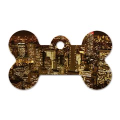 New York City At Night Future City Night Dog Tag Bone (two Sides) by BangZart