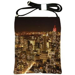 New York City At Night Future City Night Shoulder Sling Bags by BangZart