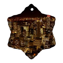 New York City At Night Future City Night Snowflake Ornament (two Sides)