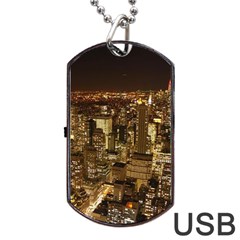 New York City At Night Future City Night Dog Tag Usb Flash (one Side) by BangZart