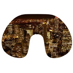 New York City At Night Future City Night Travel Neck Pillows by BangZart