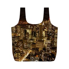 New York City At Night Future City Night Full Print Recycle Bags (m)  by BangZart