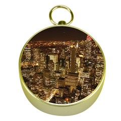 New York City At Night Future City Night Gold Compasses by BangZart