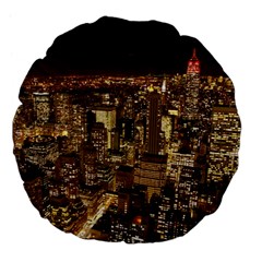 New York City At Night Future City Night Large 18  Premium Flano Round Cushions by BangZart