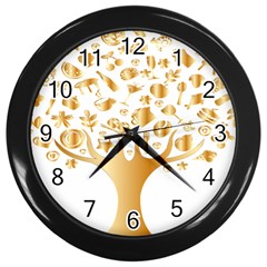 Abstract Book Floral Food Icons Wall Clocks (black)