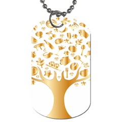 Abstract Book Floral Food Icons Dog Tag (Two Sides)