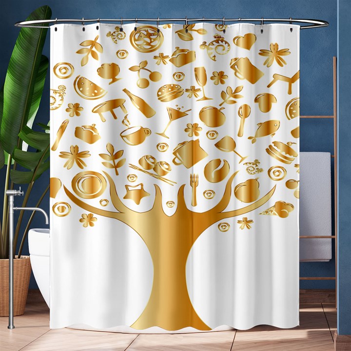 Abstract Book Floral Food Icons Shower Curtain 60  x 72  (Medium) 