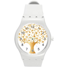 Abstract Book Floral Food Icons Round Plastic Sport Watch (m) by Nexatart