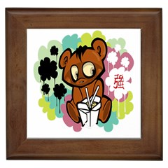 Bear Cute Baby Cartoon Chinese Framed Tiles by Nexatart