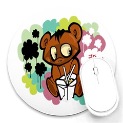 Bear Cute Baby Cartoon Chinese Round Mousepads by Nexatart