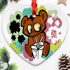 Bear Cute Baby Cartoon Chinese Ornament (heart) by Nexatart