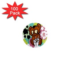 Bear Cute Baby Cartoon Chinese 1  Mini Magnets (100 Pack)  by Nexatart