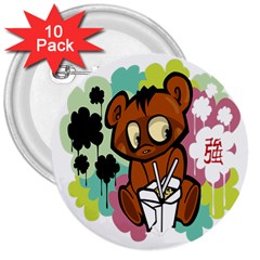 Bear Cute Baby Cartoon Chinese 3  Buttons (10 Pack)  by Nexatart