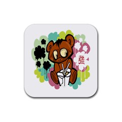 Bear Cute Baby Cartoon Chinese Rubber Coaster (square)  by Nexatart