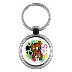 Bear Cute Baby Cartoon Chinese Key Chains (round)  by Nexatart