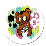 Bear Cute Baby Cartoon Chinese Magnet 5  (Round) Front