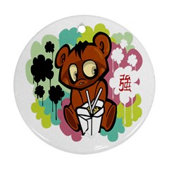 Bear Cute Baby Cartoon Chinese Round Ornament (two Sides) by Nexatart