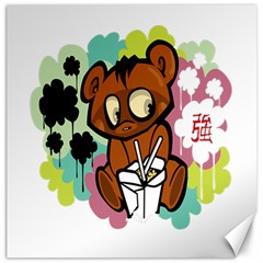 Bear Cute Baby Cartoon Chinese Canvas 12  X 12   by Nexatart