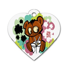 Bear Cute Baby Cartoon Chinese Dog Tag Heart (one Side) by Nexatart