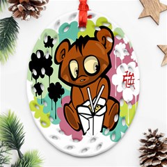 Bear Cute Baby Cartoon Chinese Ornament (oval Filigree) by Nexatart