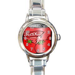 Beverage Can Drink Juice Tomato Round Italian Charm Watch by Nexatart