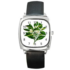 Bitter Branch Citrus Edible Floral Square Metal Watch by Nexatart