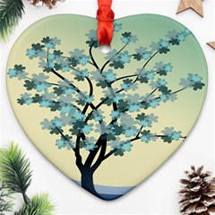 Branches Field Flora Forest Fruits Ornament (heart) by Nexatart