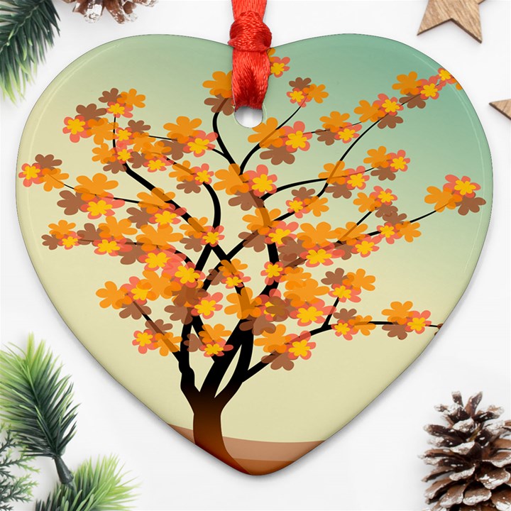 Branches Field Flora Forest Fruits Ornament (Heart)