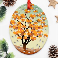 Branches Field Flora Forest Fruits Ornament (oval Filigree) by Nexatart