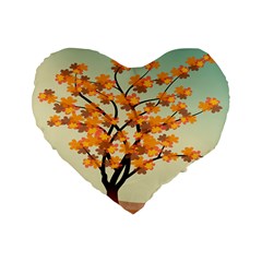 Branches Field Flora Forest Fruits Standard 16  Premium Flano Heart Shape Cushions by Nexatart