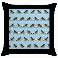 Sparrows Throw Pillow Case (black) by SuperPatterns