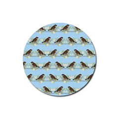 Sparrows Rubber Round Coaster (4 Pack)  by SuperPatterns