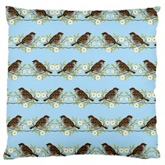 Sparrows Large Cushion Case (one Side) by SuperPatterns