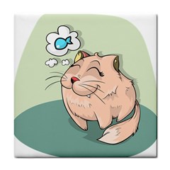 Cat Animal Fish Thinking Cute Pet Tile Coasters by Nexatart