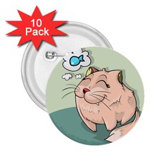 Cat Animal Fish Thinking Cute Pet 2 25  Buttons (10 Pack)  by Nexatart