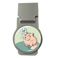 Cat Animal Fish Thinking Cute Pet Money Clips (round)  by Nexatart