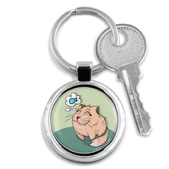 Cat Animal Fish Thinking Cute Pet Key Chains (round)  by Nexatart