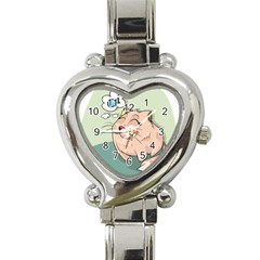 Cat Animal Fish Thinking Cute Pet Heart Italian Charm Watch by Nexatart