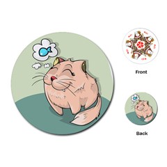 Cat Animal Fish Thinking Cute Pet Playing Cards (round)  by Nexatart