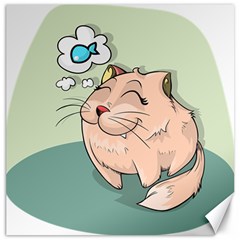 Cat Animal Fish Thinking Cute Pet Canvas 12  X 12   by Nexatart