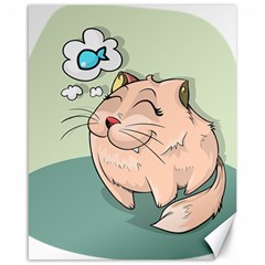 Cat Animal Fish Thinking Cute Pet Canvas 16  X 20   by Nexatart