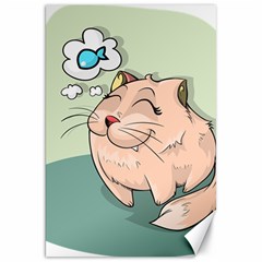 Cat Animal Fish Thinking Cute Pet Canvas 20  X 30   by Nexatart