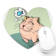 Cat Animal Fish Thinking Cute Pet Heart Mousepads by Nexatart