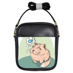 Cat Animal Fish Thinking Cute Pet Girls Sling Bags by Nexatart