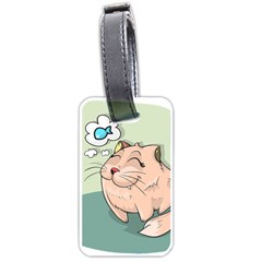 Cat Animal Fish Thinking Cute Pet Luggage Tags (one Side)  by Nexatart