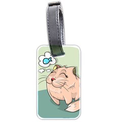 Cat Animal Fish Thinking Cute Pet Luggage Tags (two Sides) by Nexatart