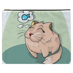 Cat Animal Fish Thinking Cute Pet Cosmetic Bag (xxxl)  by Nexatart