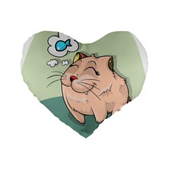 Cat Animal Fish Thinking Cute Pet Standard 16  Premium Heart Shape Cushions by Nexatart