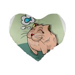 Cat Animal Fish Thinking Cute Pet Standard 16  Premium Heart Shape Cushions Front