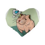 Cat Animal Fish Thinking Cute Pet Standard 16  Premium Heart Shape Cushions Back